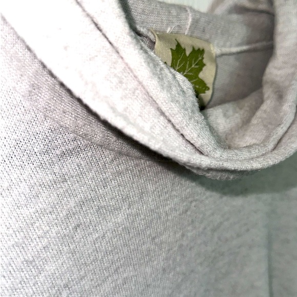 Grey Heathered Funneled Neck Sweater with Ruffles and Asymmetrical sides - Picture 4 of 5